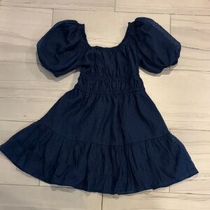 Chelsea28 Navy Blue Puff Short Sleeve Mini Dress